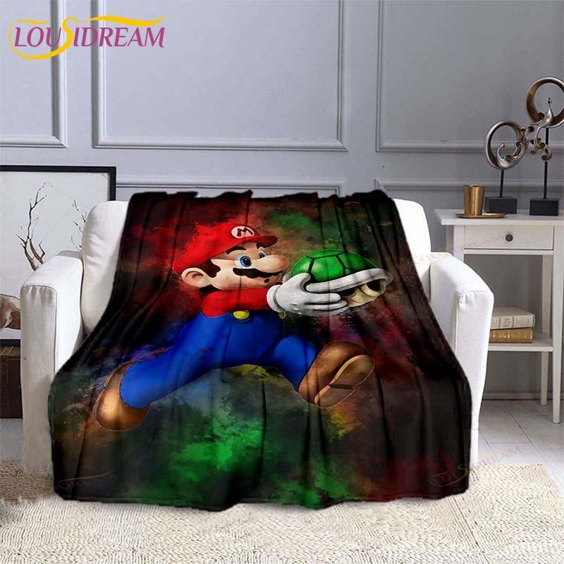Mario Bros Fashion Blanket Anime Flannel Bed Throw Blanket Soft 3D Printed Cartoon Coverlet Sofa Travel Camping Children Blanket