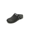 Design sense Roman woven hollow bag head cool slippers 2025 summer new wear round head thick heel muller shoes women