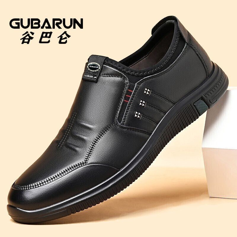 

Men s shoes business and leisure one-pedal lazy leather shoes men s genuine leather soft-soled genuine leather cowhide dad shoes 44