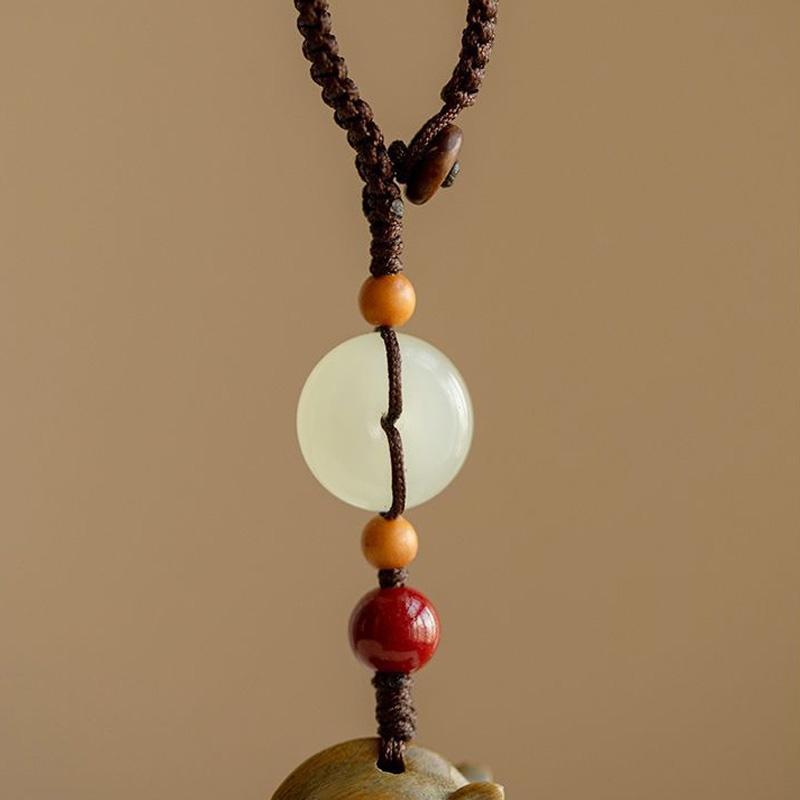 1 Pendentif Cheval Exquis Pendentif Téléphone Portable Mignon Porte-clés Voiture Cadeau Nouvel An Boucle de Jade Pendentif en Bois