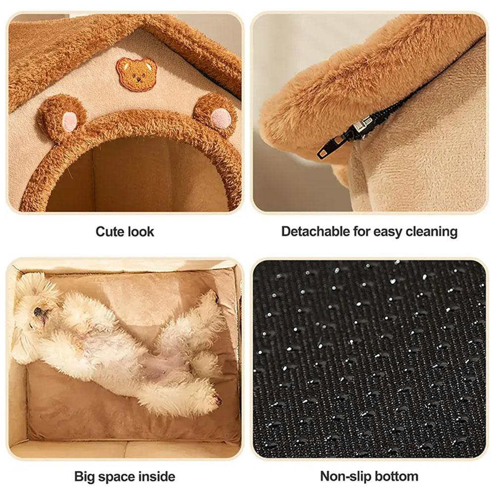 Detachable and Washable Pet House Cat House Puppy Cave Sofa Pet Bed House for  Small Dogs and Small and Medium Cat Skeeping Warm