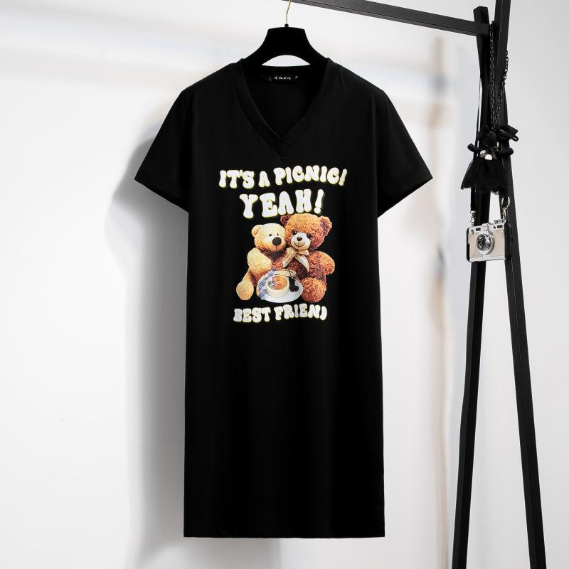 Plus Size Women's T-shirt Dress Summer V-neck Slim Dresses