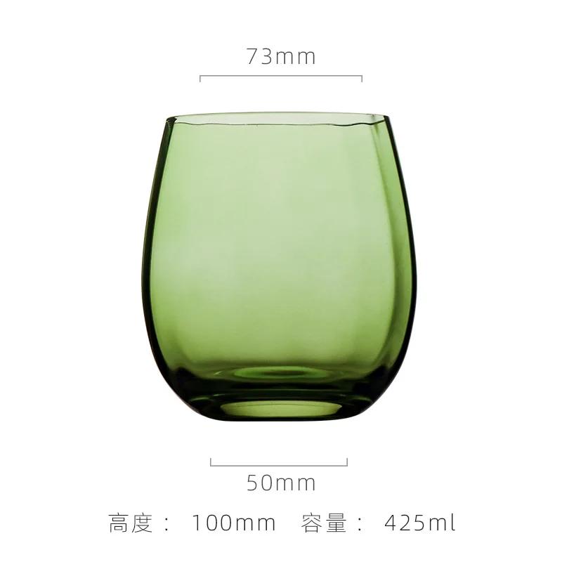 

Medieval Glass Cups with Edged Green Goblet Household Crystal Glass Wine Glasses Champagne Cocktail Whiskey Ice Cream Beer Cup 180-450ml