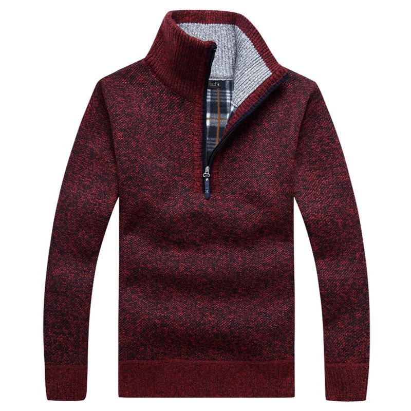 Maglione da Uomo Autunno e Inverno Collo Alto Giacca Spessa in Velluto Plus Maglione Lavorato a Maglia Largo Collo Semi-alto Top con Cerniera Camicia Base