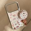 Silver-edged gilded bunny iPhone 17 Pro Max phone case with magnetic stand for iPhone 16, compatible with Huawei P70