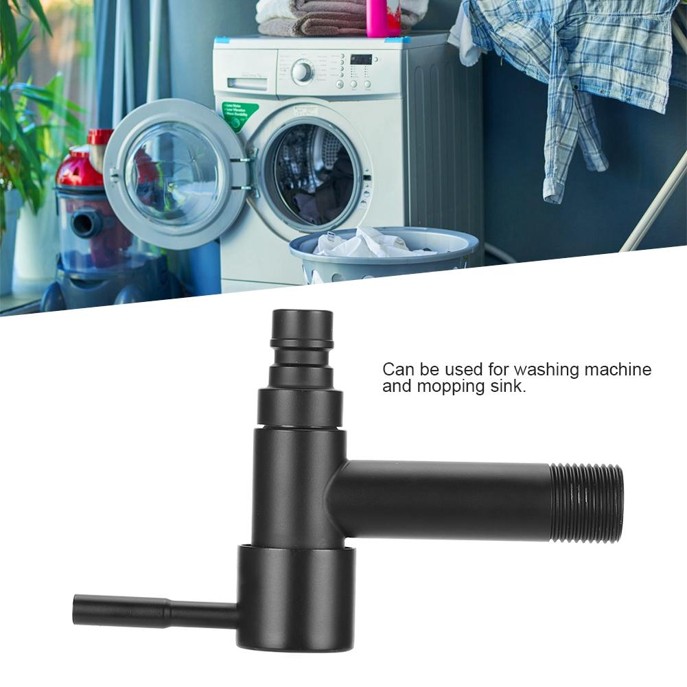 G1/2in Black Stainless Steel Washing Machine Faucet Single Cold Sink Faucet Water TapBlack Short