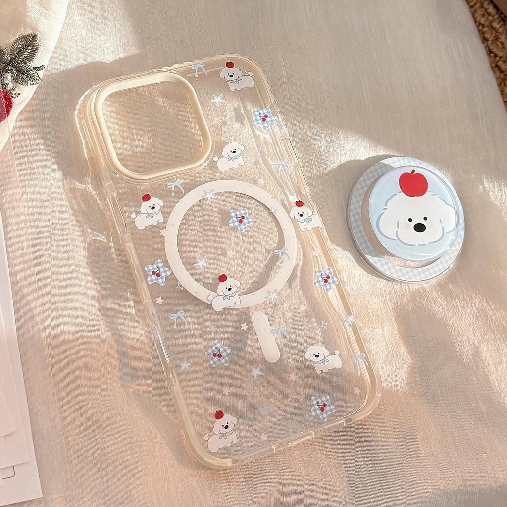 Magnetic Stand iPhone 17 Pro Max Cute Puppy Apple 16 Phone Case 14 Compatible 13 Shockproof 12 Korean Style