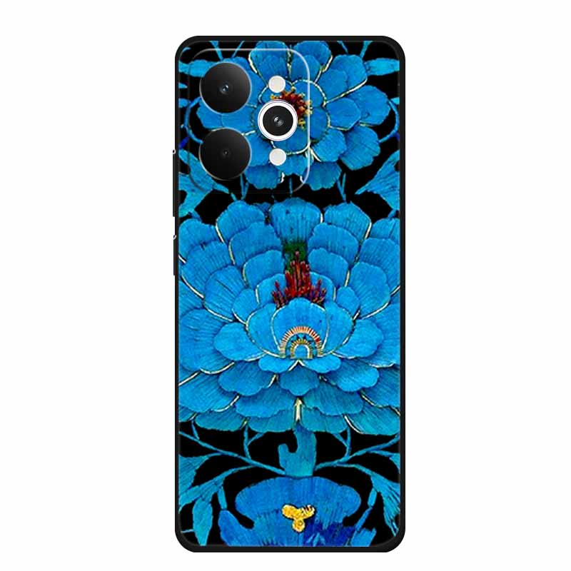 For Realme 15 15 Pro 5G Black Case 3D TPU Silicone Soft Back Cover For Realme C15 6.5" Funda Emboss Relief Flowers Bag Casing