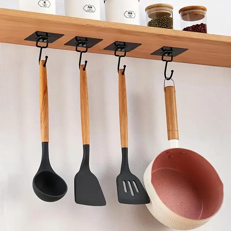 5Pcs/set Hooks Heavy Waterproof Adhesive Wall Hooks Nail-Free Transparent Waterproof Hooks for Kitchen Bathroom