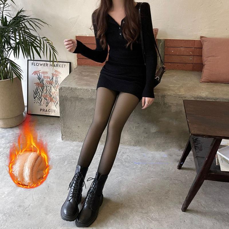 Leggings Termici Femei Iarnă Cald Sexy Elastic Ciorapi Translucizi Femei Lână Termic Talie Înaltă Subțire Îngroșa Pantaloni Strâmți