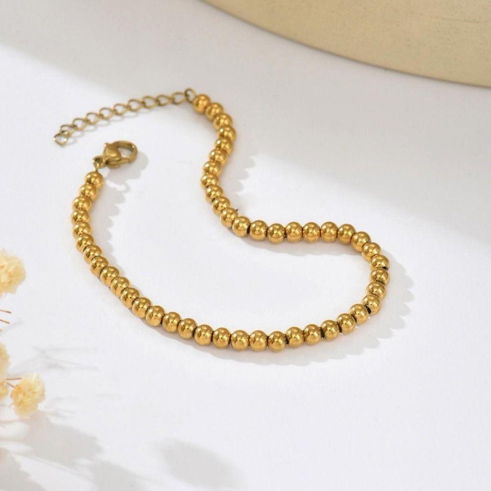 Oriental Charm Gold-plated Necklace Round Golden Hand Chain Fashion Bead Bracelet  Women