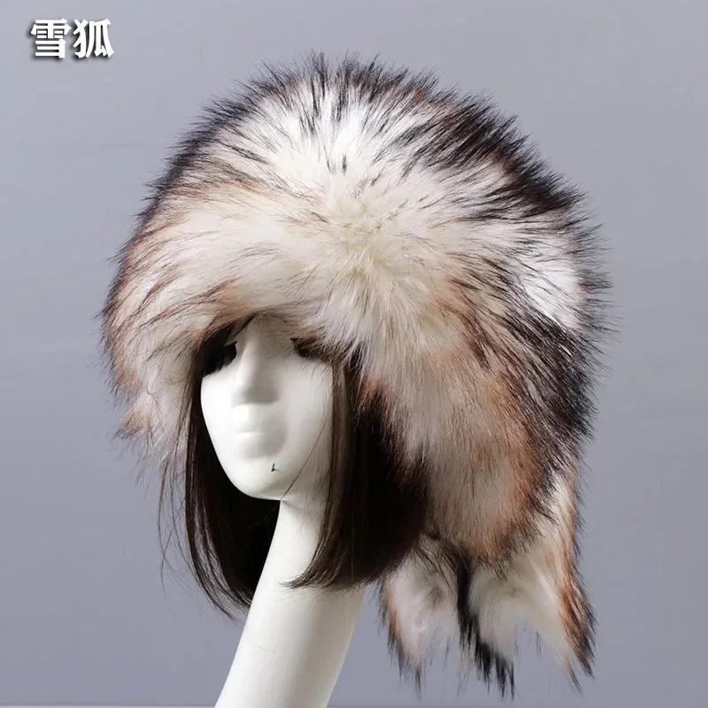 Man Women Fur Hats Thicken Warm Furry Faux Fur Flat Top Caps Winter Russian Casual Luxury skullies beanie ZKG33