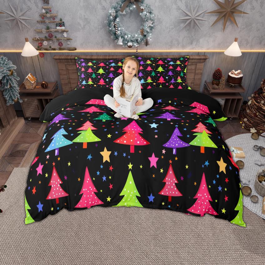 Homewish Girls Boys Christmas Duvet Cover Set, Kawaii Snowman Santa Claus Bedding Set, New  Theme Quilt Cover Set