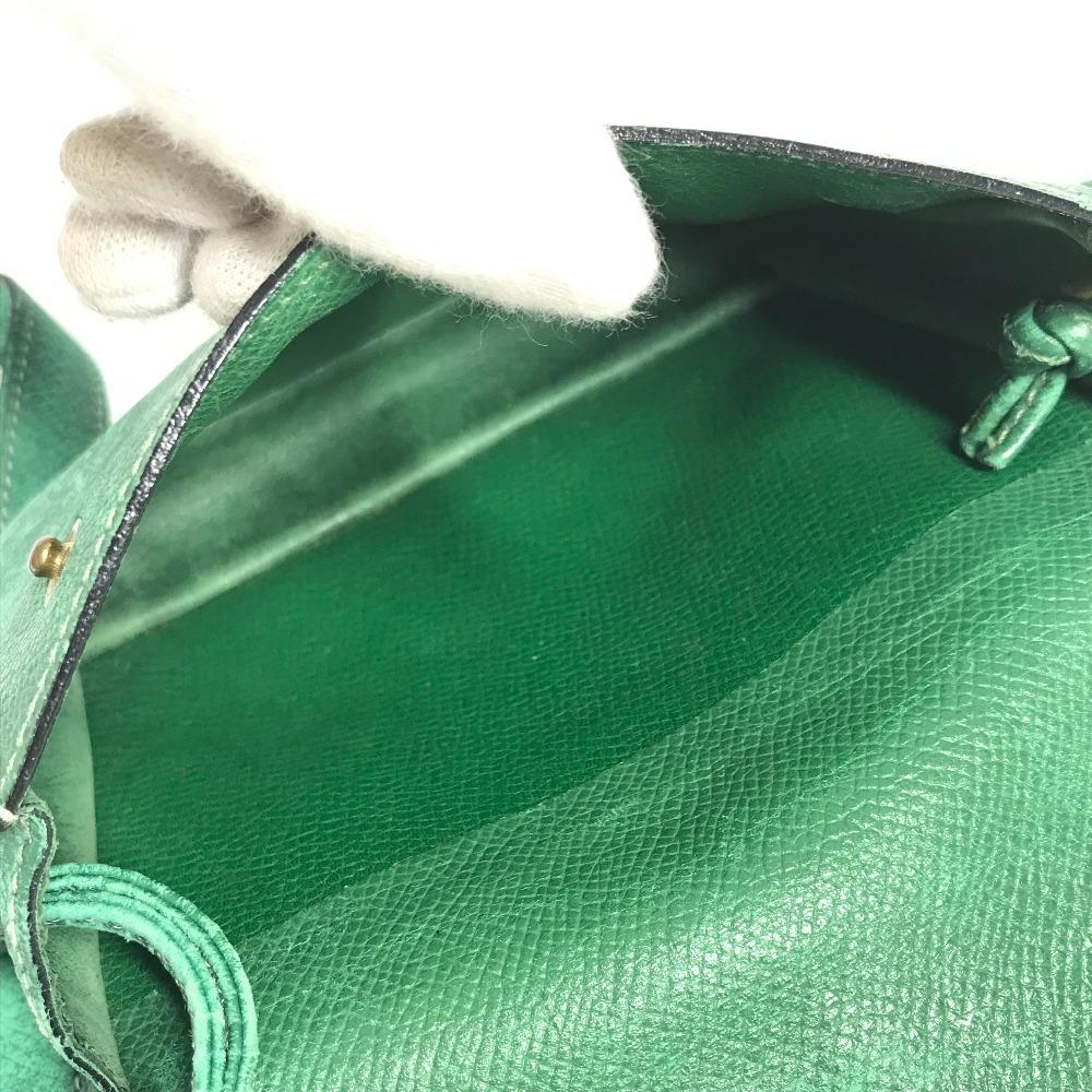 HERMES vintage logo Pochette bag mini bag Shoulder Bag Leather Green