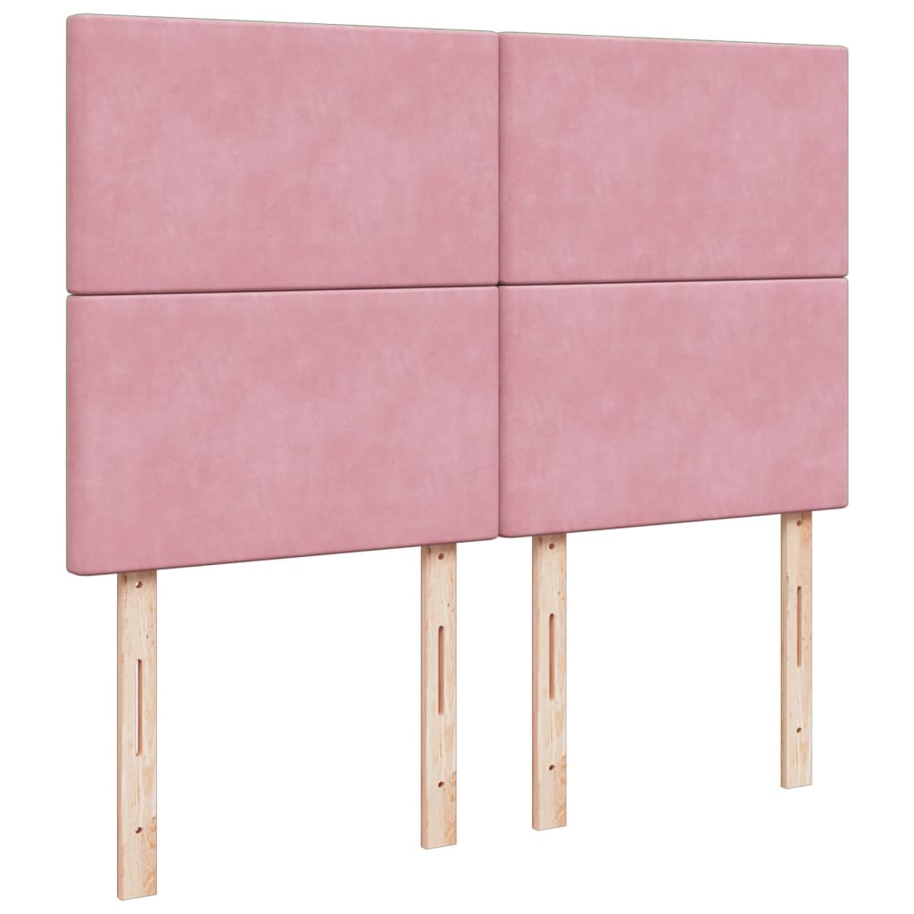 Pink Box Spring Bed with Mattress 140 X 190 Cm Velvet