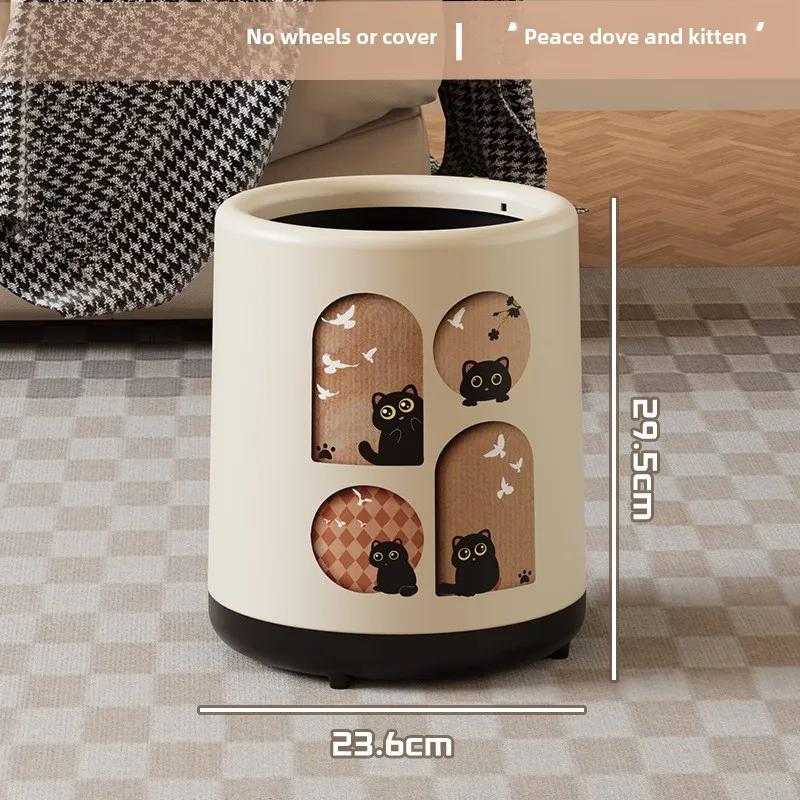 

2025 New Medieval Trash Can Large Capacity Aesthetic Cute Cartoon Trash Can with Wheels for Living Room Bedroom Kitchen Bathroom