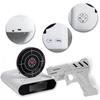 SCSYV Target wake-up alarm clock, creative gun shooting alarm personalized 12-hour digital display, suitable for sleepers,  for boys and girls (White)