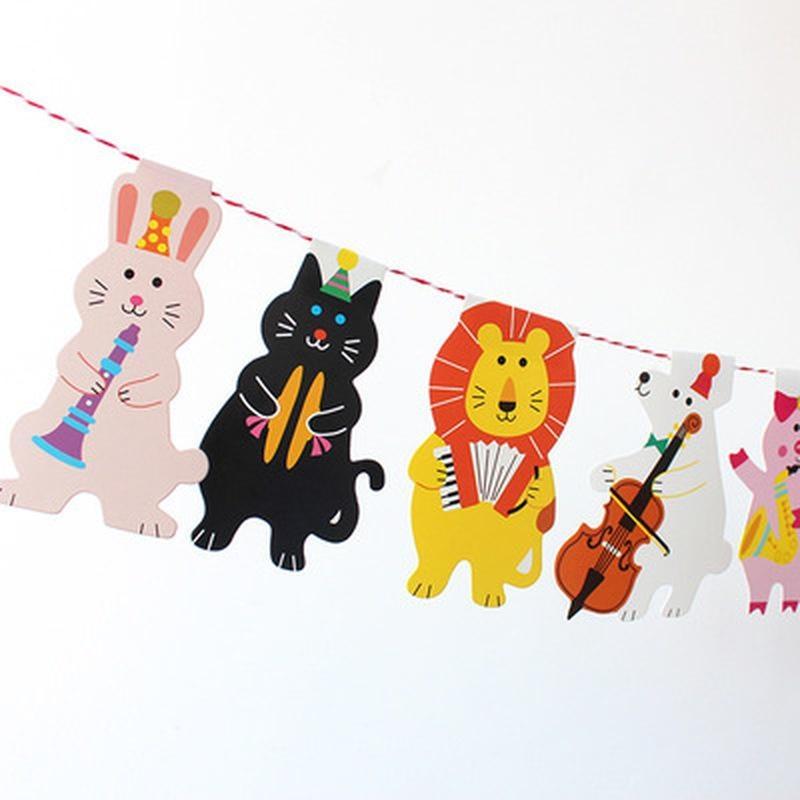 Length 2m Paper Happy Family Birthday Party Animal Shape Colourful Flag 1 Set/bag For Kindergarten Decoration Supplies