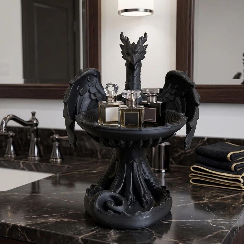 Gothic Bird Tray Statue 3D Printed Storage Holder Unique Gift Home Decoration  Tabletop Ornaments