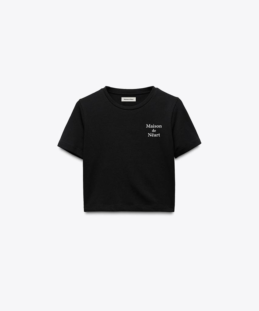 Mejongniateu [Mdn] Maison Logo Short Sleeve Crop Top (2 Colors)