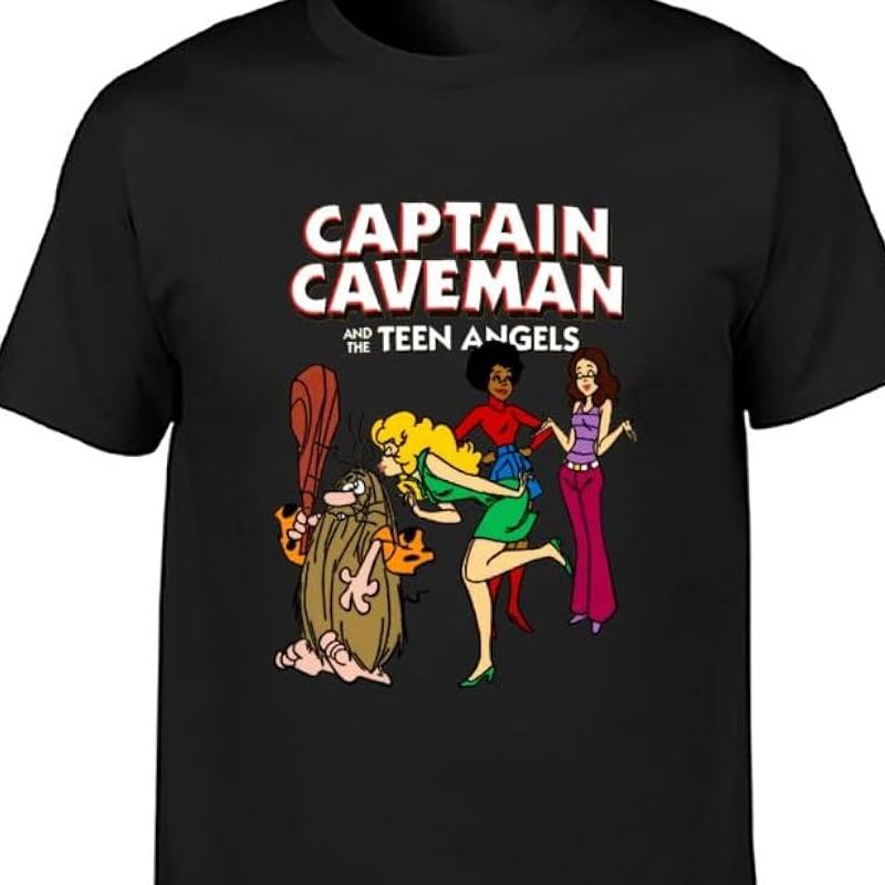 Captain Caveman cartoon BLACK T-shirt short sleeve All sizes JM410 S разноцветный