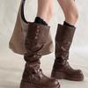 Moda Damska Moda Kozaki Rycerskie Jesień Zima Moda Pasek z Klamrą Kowbojki Wygodne Zwiększenie Wysokości Antypoślizgowe Kozaki Średniej Długości