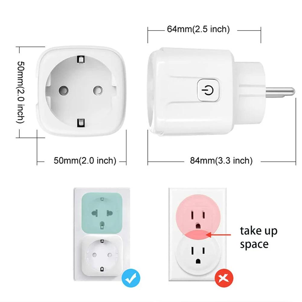 16A/20A EU Smart Socket WiFi Smart Plug Power Monitoring Timing Function Voice Control Works With Tuya APP Alexa Google Home