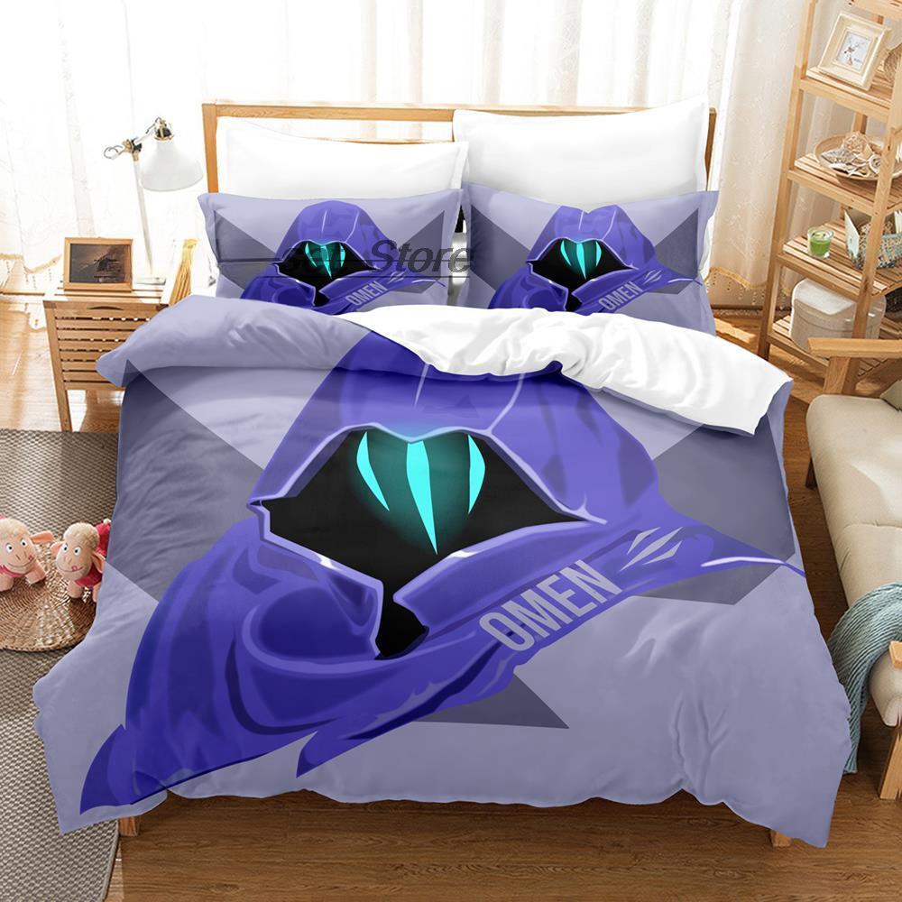 Spill VALORANT Omen Sengetøy Sett Enkelt Twin Full Queen King Size Sengesett Voksen Barn Soverom Dynetrekk Sett Anime Laken Sett