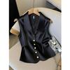 Satin French Temperament Women Vest Shirts Chic Point Turn-down Collar V-neck Vest Jacket Beige Sleeveless Blouse