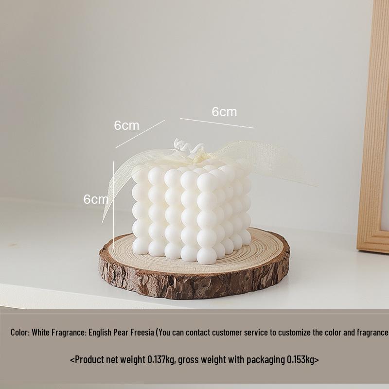 White Geometric Rubik's Cube Scented Candle: Creative Home Aroma Gift & Handmade Ornament