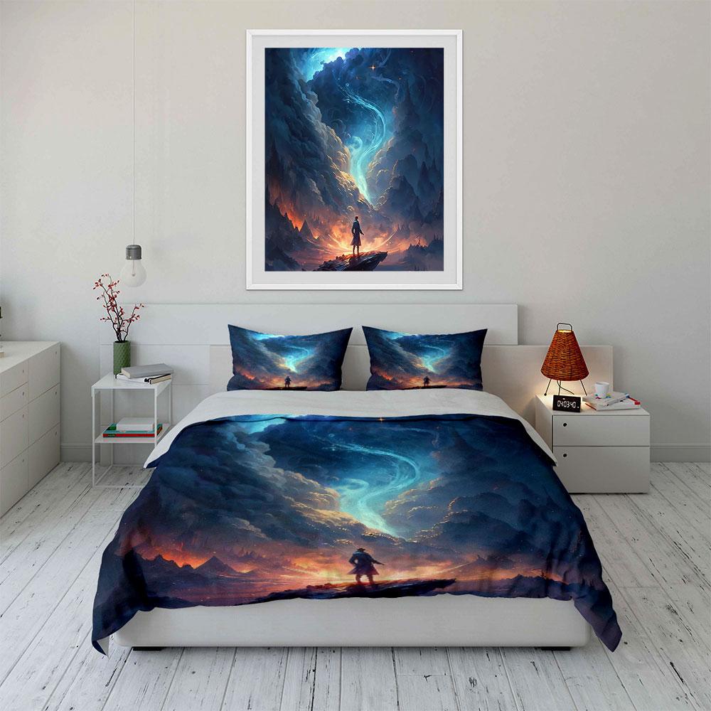 Fantasy Adventure Landscape Artwork Set Soft Comfortable Duvet Cover Bedding Set Included 1*Duvet Cover & 2*Pillowcases,Gift