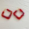 Colorful Red Woolen Hoop Earrings for Autumn and Winter - Large Bohemian Ethnic Retro Hong Kong Style Festive Accessory