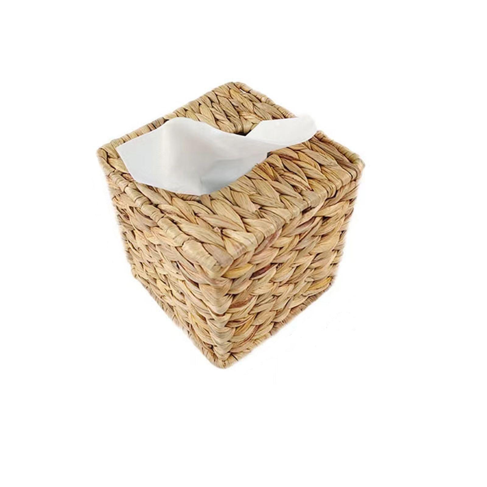 

Крышка коробки для салфеток, держатель для коробки с салфетками из водного гиацинта, тканый чехол для салфеток для гостиной, туалетного столика, ванной комнаты, квадратный