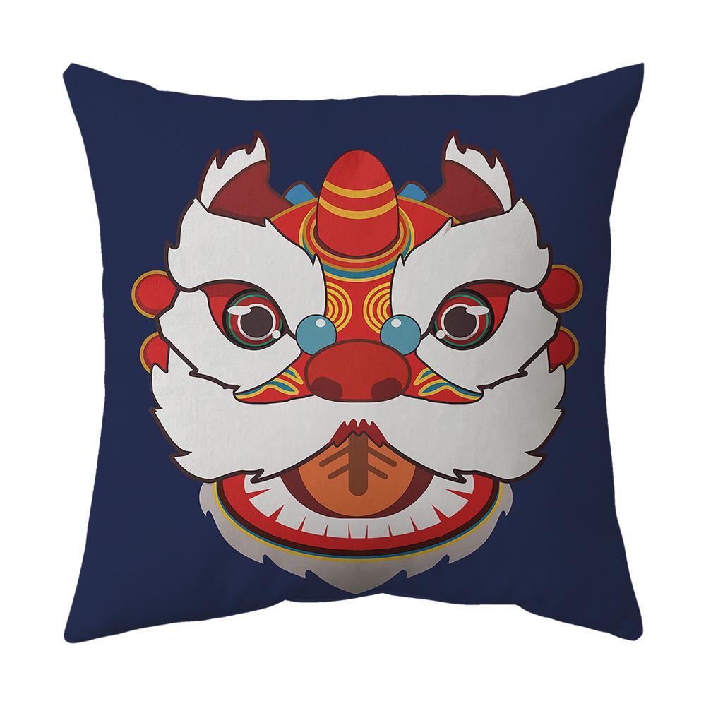 

Chinese Style National Trend Pillow Printed Plush Pillow Cover with Happy Word Car Sofa Bed Cushion Cushion Pillow Cover 45 * 45cm without core,