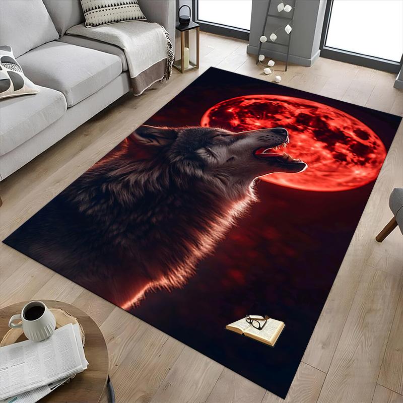 1pc Wolf Howling Moon Carpet, Office Rug Outdoor Mat Home Decor Area Carpet Festival