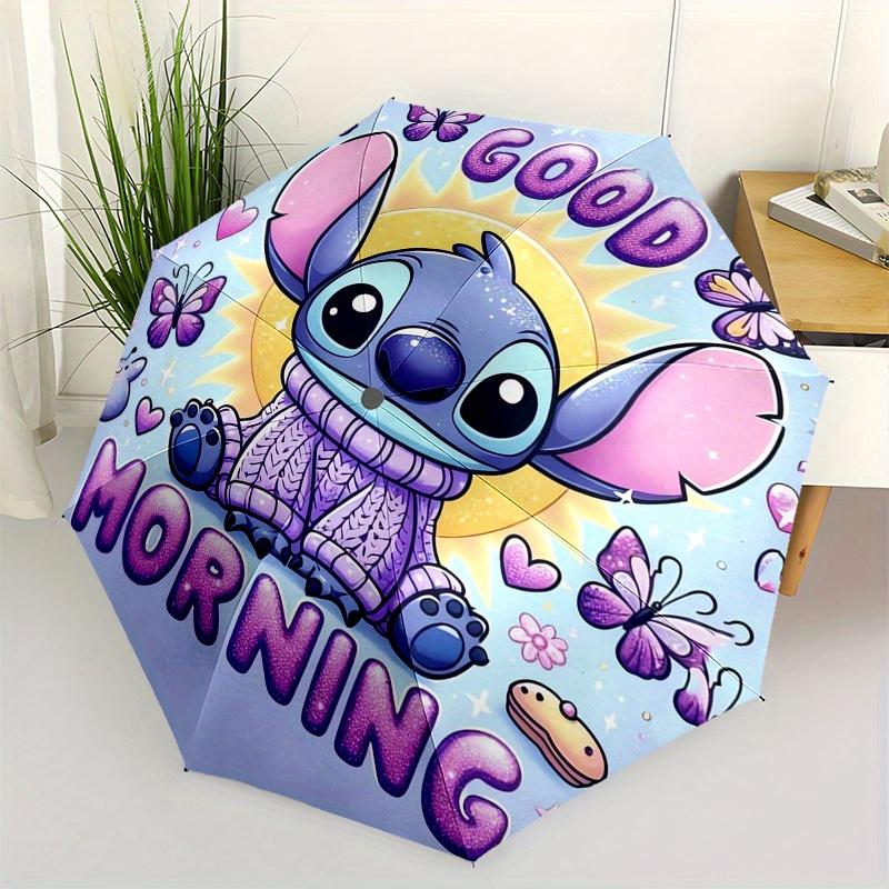 

Stitch,Good Morning Automatic folding umbrella, 8 ribs portable foldable design, best choice for business and going out, birthday, Halloween