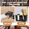 ABMH-Napkin Holder-Black Plastic 6 Compartments For Straws Napkins Condiments Bar Organizer For Homes Bars