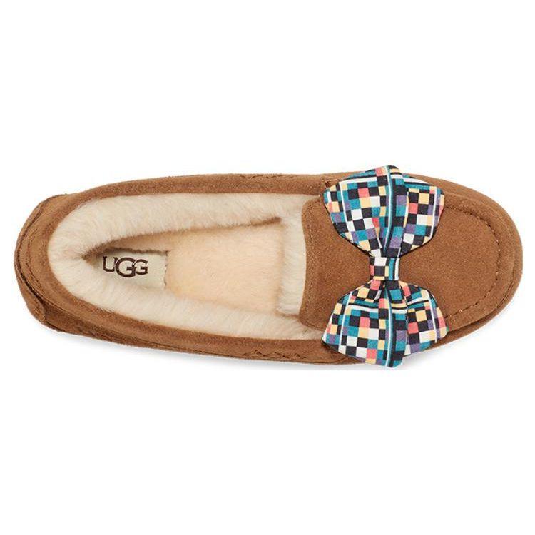 UGG Comfortable Plaid Bow Slip-On Shoes Women Shoes Chestnut 1138117-CHE