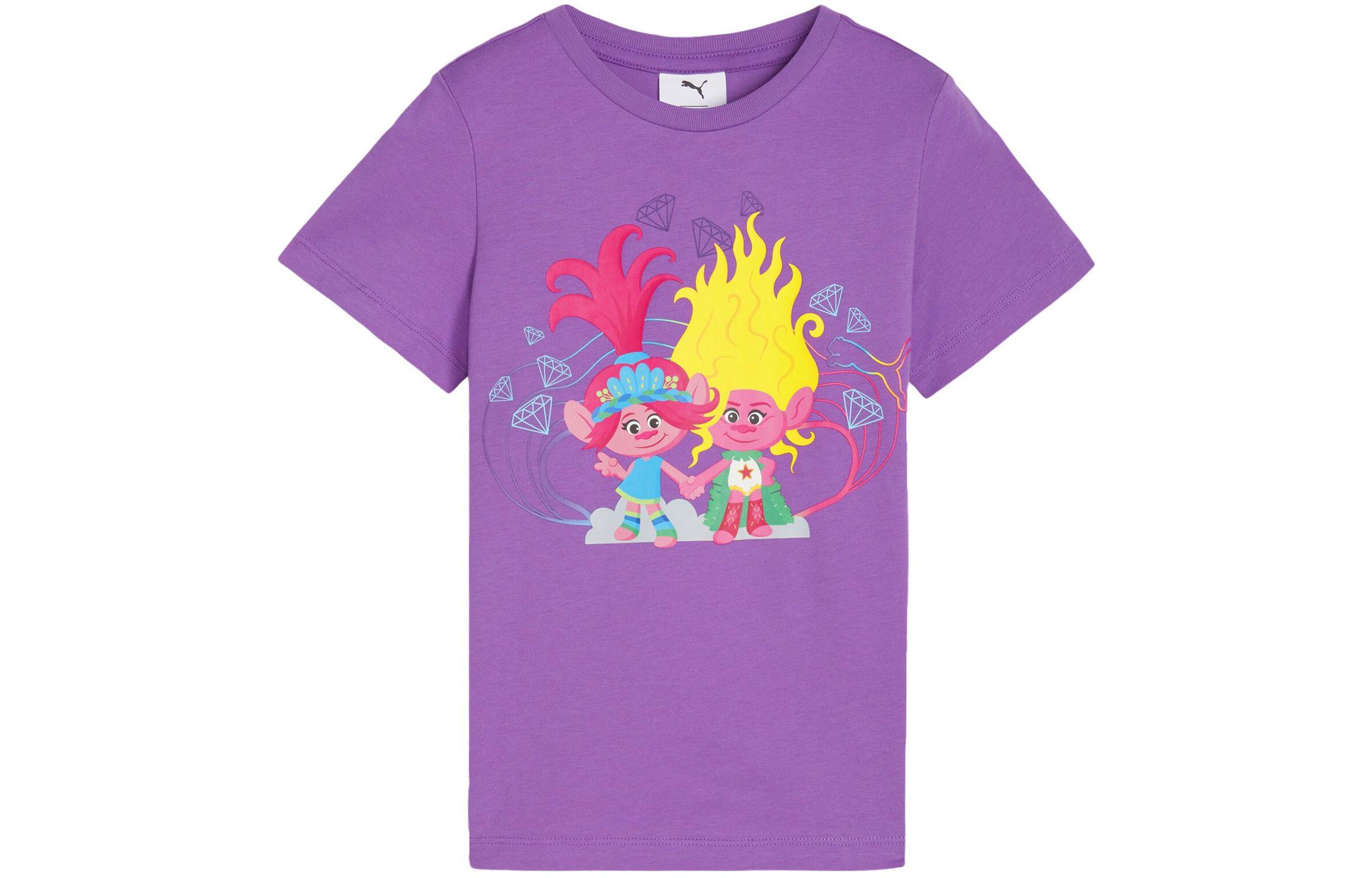 PUMA x TROLLS T Shirt Purple Kids 624816-50 104