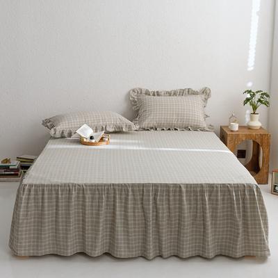 Copriletto Tinto in Filo Gonna da Letto Stile Semplice Coprimaterasso Biancheria da Letto in Puro Cotone per la Casa cubrecamas (Nessuna federa)