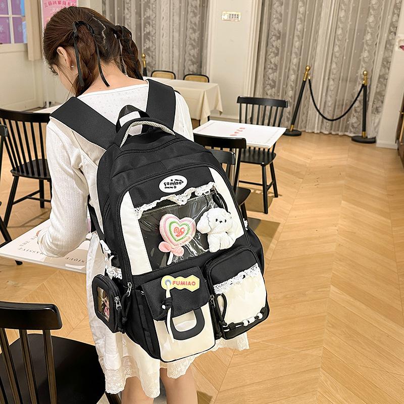School bag, high value, large capacity, transparent and cute, junior high school student computer backpack, high school student backpack tide