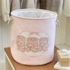 Cartoon Foldable Laundry Basket Round Shape Sundries Storage Basket Dirty Clothes Basket  Dormitory