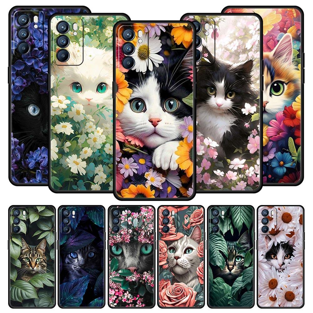 Custodia Carina per Telefono Gatto Rilevatore Per Oppo Reno8 Reno7 Reno6 Pro A54 5G Find X6 X5 A53 A52 A9 A15 A95 A17 A16 A76 A74 A57 A31 Copertura