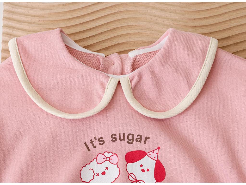 Korean-Style Spring Sweater for Baby Girls with Cute Lapel and Long Sleeves