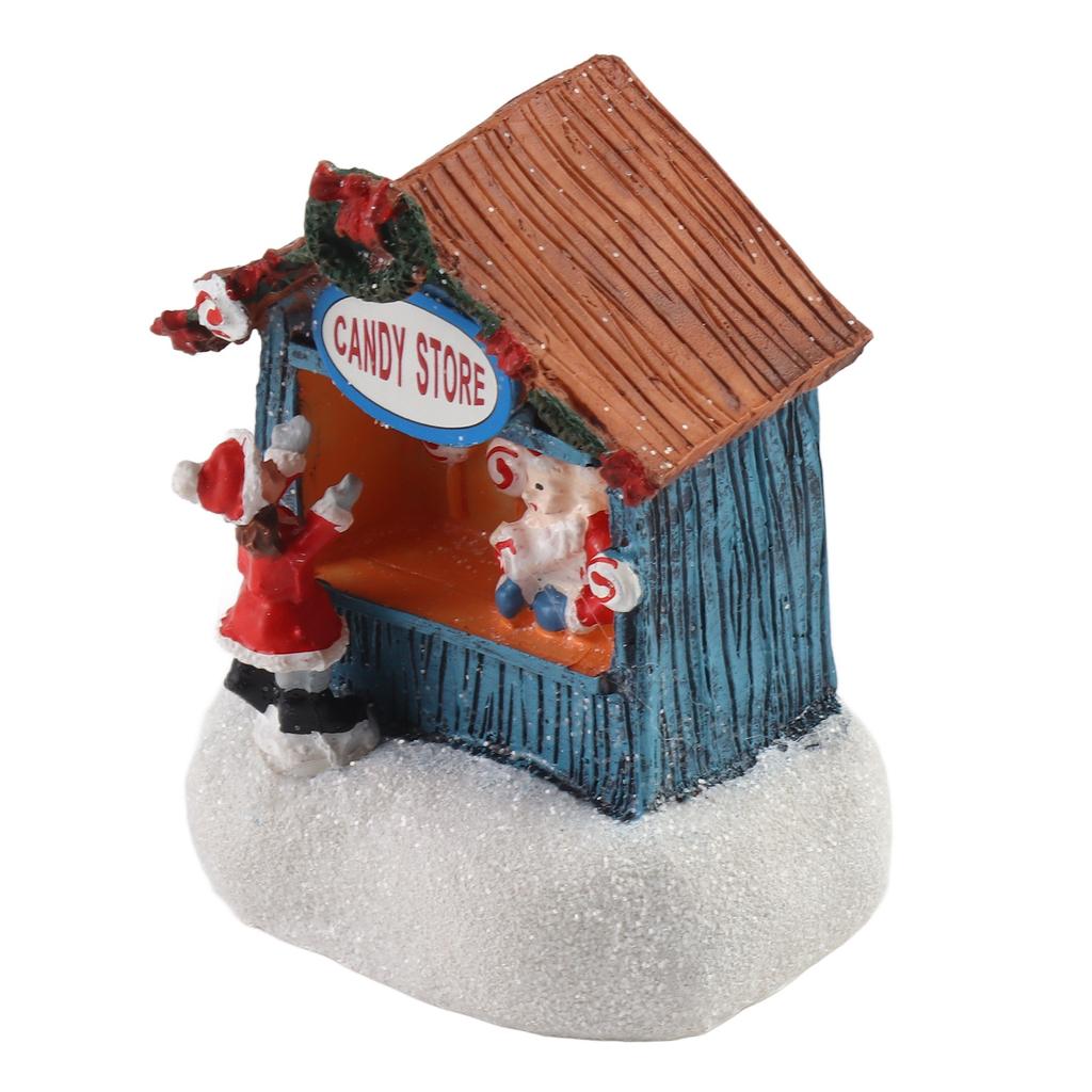 Xmas House Ornament Resin Xmas Scene House Miniature Decorative Small House Buildings for Home