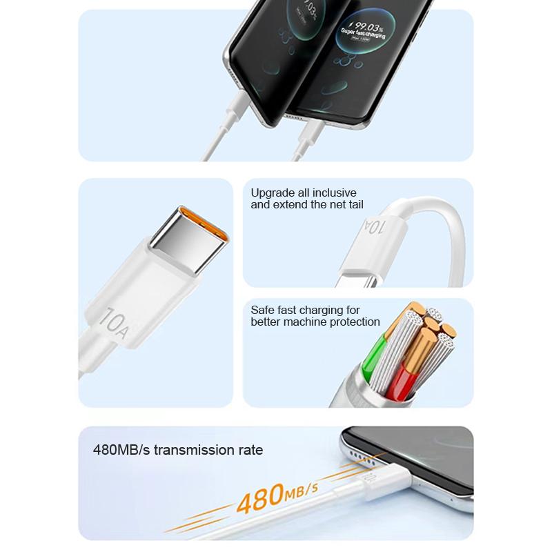 10A Fast Charging Data Cable Type-C Automatic Power Off Simple 2M Car Data Cable Suitable For Huawei Xiaomi Android Universal