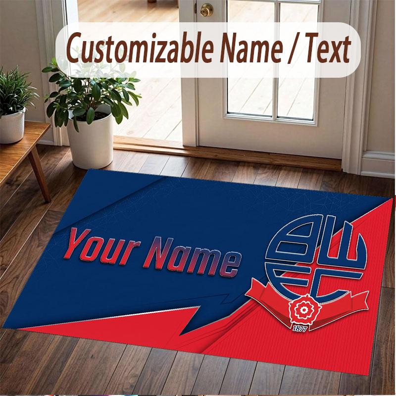 Custom Rug Bolton Wanderers FC Pattern Print Name Text Soft Non‑Slip Floor Carpet for Home Indoor Decoration