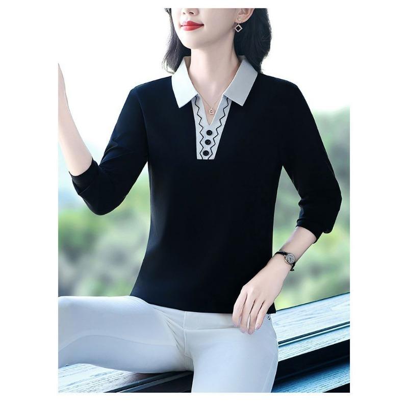 Clearance Clearance Fashion Trend Versatile Design High-end Western Style Sports Lapel Long-sleeved T-shirt