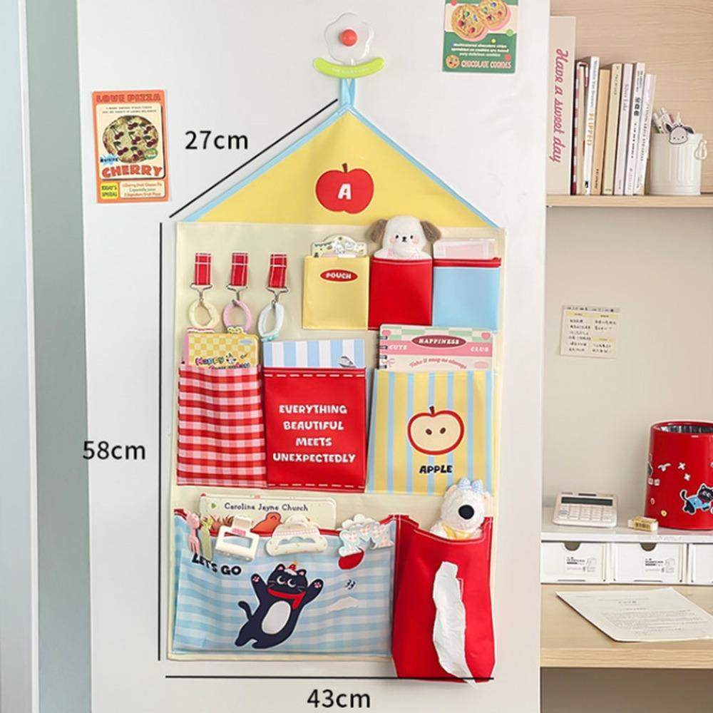 Oxford Tkanina Úložná závěsná taška do koleje Vícevrstvá nástěnná síťovaná kapsa na spodní prádlo Kreslený organizér na drobnosti