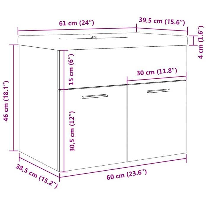 VidaXL Bathroom Vanity Unit with Integrated Basin Concrete Grey, Bathroom Vanity Cabinet, Bathroom Furniture 3324858
